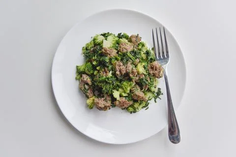 Top view at the meat with vegetables Stock Photos