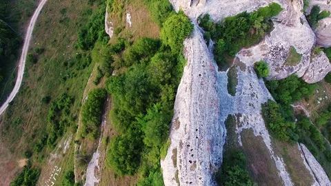 Top view of a mediaeval archway with a stone wall Stock Footage 125263023
