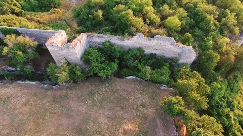 Top view of a mediaeval archway with a stone wall Stock Footage 125293211