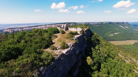 Top view of a mediaeval archway with a stone wall Stock Footage 125329332