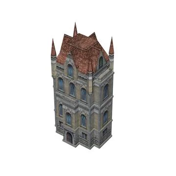 Top view of a medieval cathedral - isolated on white background Stock Illustration