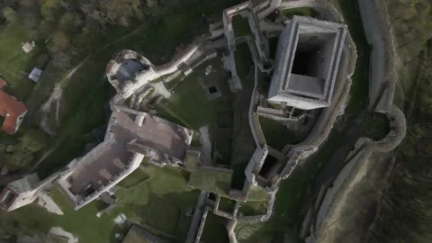 Top view of a medieval stone castle Stock Footage 239915872