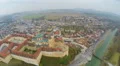 Top view of Melk Abbey and river Danube, Austria. Cold, rainy weather. Winter 4k or 4k+ Resolution