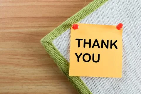 Top view of memo note written with text THANK YOU. Foto stock