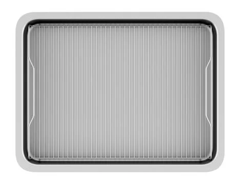 Top view of metallic baking dish isolated on white background Stock Illustration
