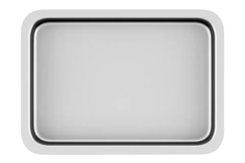Top view of metallic baking dish isolated on white background Stock Illustration