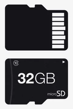 Top View of Micro SD. Memory Card Isolated on White Background Stock Illustration