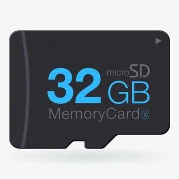 Top View of Micro SD. Memory Card Isolated on White Background Stock Illustration