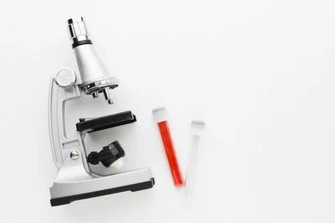Top view microscope test tubes Stock Photos