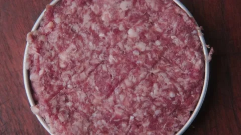 Top view of minced meat in a mold. Stock Footage 140326676