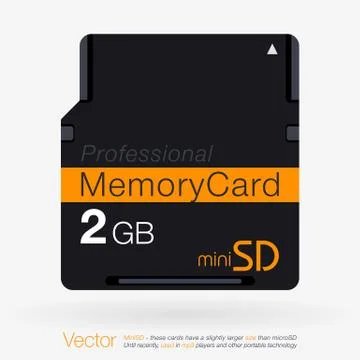 Top View of Mini SD. Memory Card Isolated on White Background Illustrazione stock