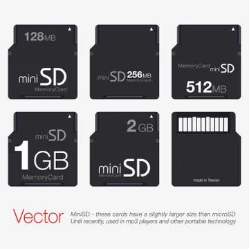 Top View of Mini SD. Memory Card Isolated on White Background Stock Illustration