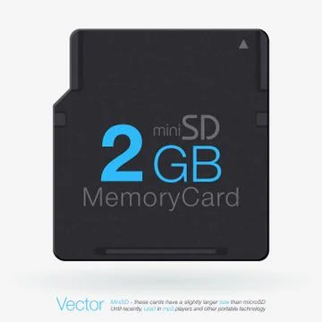 Top View of Mini SD. Memory Card Isolated on White Background Stock Illustration