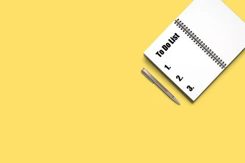 Top view Minimal design of open Notebook with pen and to do list wording Stock Photos