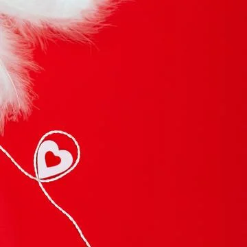  Top view of a minimalistic composition for Valentine's Day on a red backgrou Stock Photos