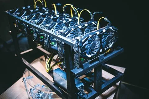 Top view of the mining district of bitcoins Stock Photos