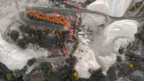 Top view of mining quarry with machinery equipment Stock Footage 95853676