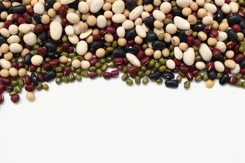 Top view of a mixed beans background 写真素材