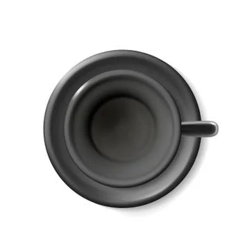 Top view mockup of a realistic blank empty black cup for coffee, tea. Tea 3d Stock Illustration