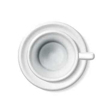 Top view mockup of a realistic blank empty white cup for coffee, tea. Tea 3d Stock Illustration