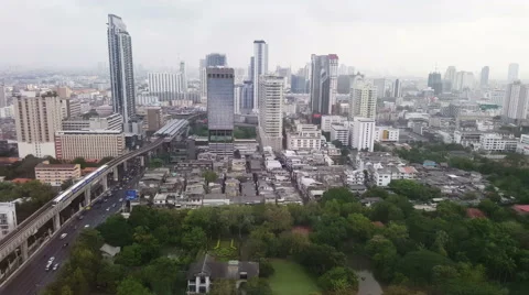 Top view of a modern city with skytrain. Stock-Footage 68979289