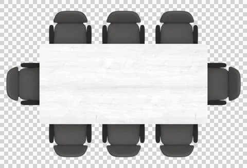 Top view of modern conference table with 8 chairs in office. Stock Illustration