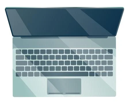 Top view of modern laptop computer with touchpad. Isolate on white background Stock Illustration
