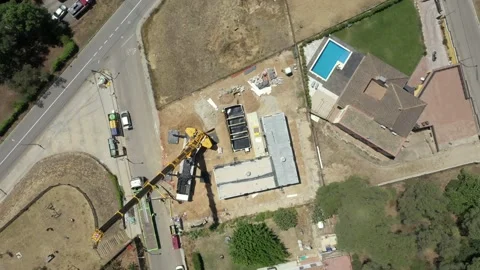 Top View Of Modern Modular House Constru... | Stock Video | Pond5