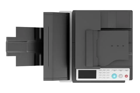 Top view of modern office multifunction printer isolated on white background Stock Illustration