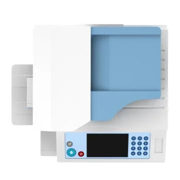 Top view of modern office multifunction printer isolated on white background Stock Illustration