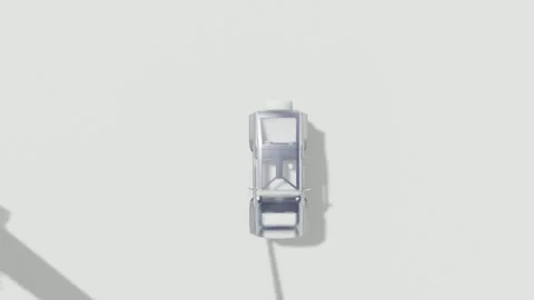 Top View of a Modern White Car Moving on a Minimalist Road Video stock 330985363