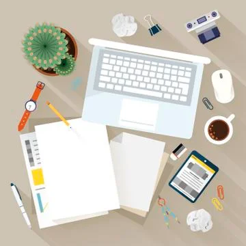 Top view of modern workplace Stock Illustration