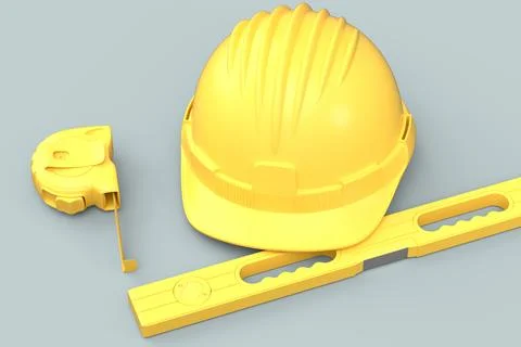 Top view of monochrome construction tools for repair on grey background Stock Illustration