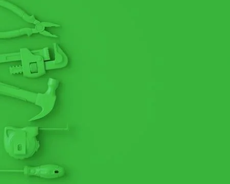 Top view of monochrome construction tools for repair on multicolor background Stock Illustration