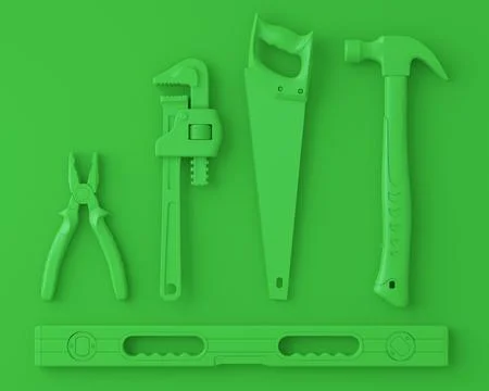 Top view of monochrome construction tools for repair on multicolor background Stock Illustration
