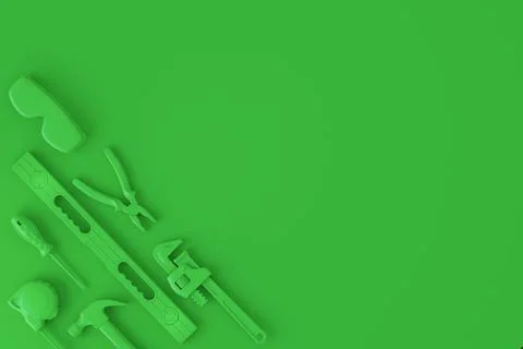 Top view of monochrome construction tools for repair on multicolor background Stock Illustration