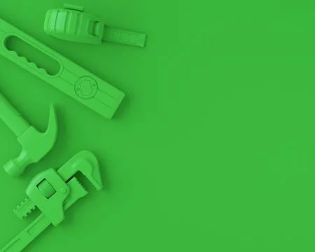 Top view of monochrome construction tools for repair on multicolor background Stock Photos