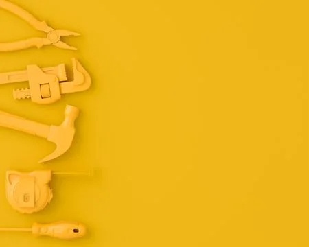 Top view of monochrome construction tools for repair on multicolor background Stock Photos