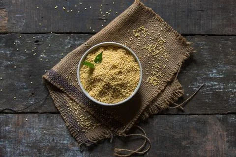 Top view of moong dal or yellow lentils food background. Stock Photos
