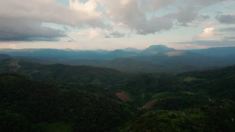 Top view Morning Mist and Viewpoint with Layers of Mountains Stock Footage 344631401