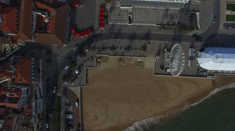 Top View of Mosaic and Beach, Cascais, Portugal Stock Footage 59069709