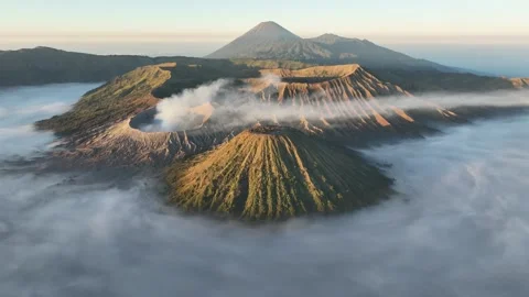 Top view of Mount Bromo, Java, Indonesia Stock Footage 262074927