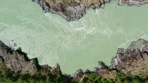 Top view of the mountain river between the rocks in summer Stock Footage 317767105