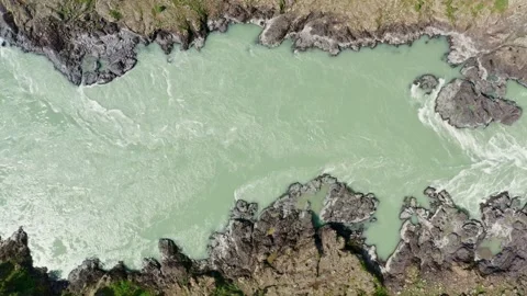 Top view of the mountain river between the rocks in summer Stock Footage 317767127