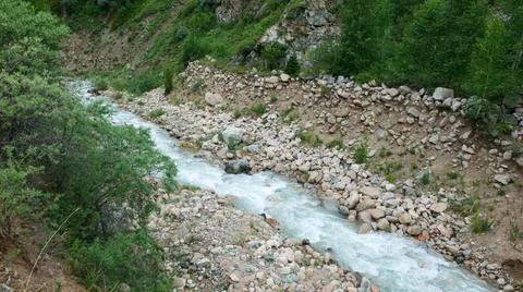 Top View of the Mountain River Stock Photos