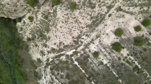 Top view of a mountain slope with grass Stock Footage 239941889