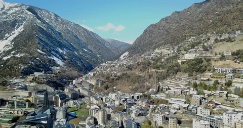 Top view of the mountain town of andorra la vella, catalonia Stock Footage 101316829