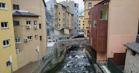 Top view of the mountain town of andorra la vella, catalonia Stock Footage 101317569