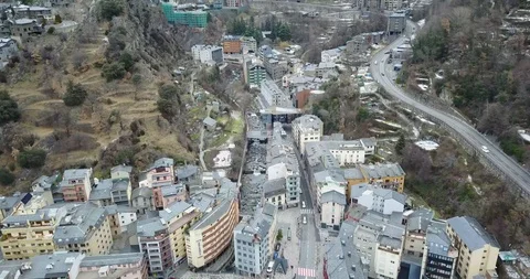 Top view of the mountain town of andorra la vella, catalonia Stock Footage 101317608