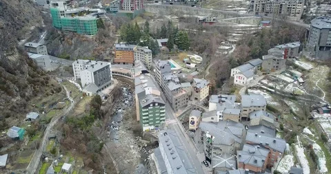 Top view of the mountain town of andorra la vella, catalonia Stock Footage 101317636